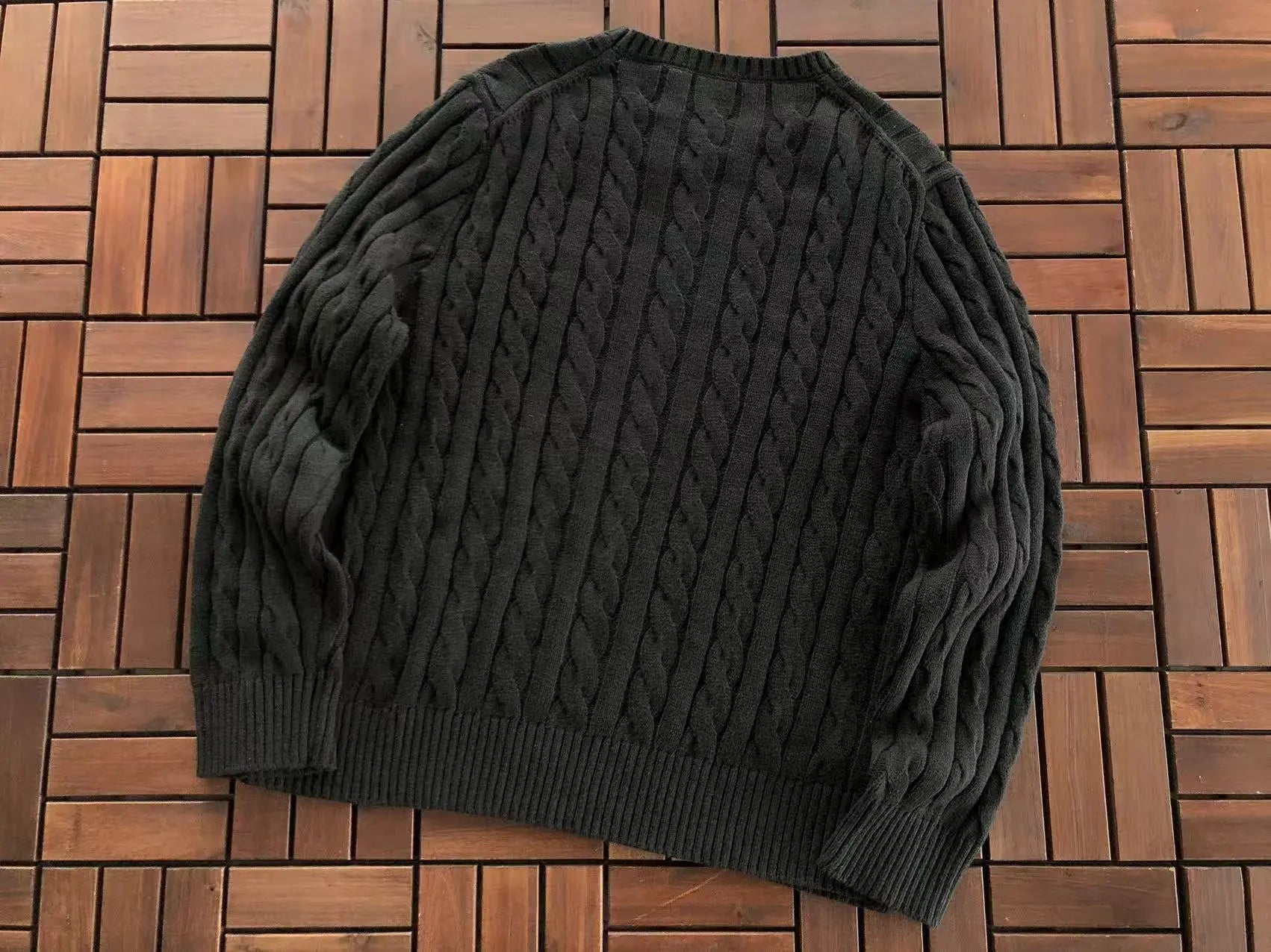 Ralph Lauren Cable Knit Jumper Black/ Beige SECOND SOURCE