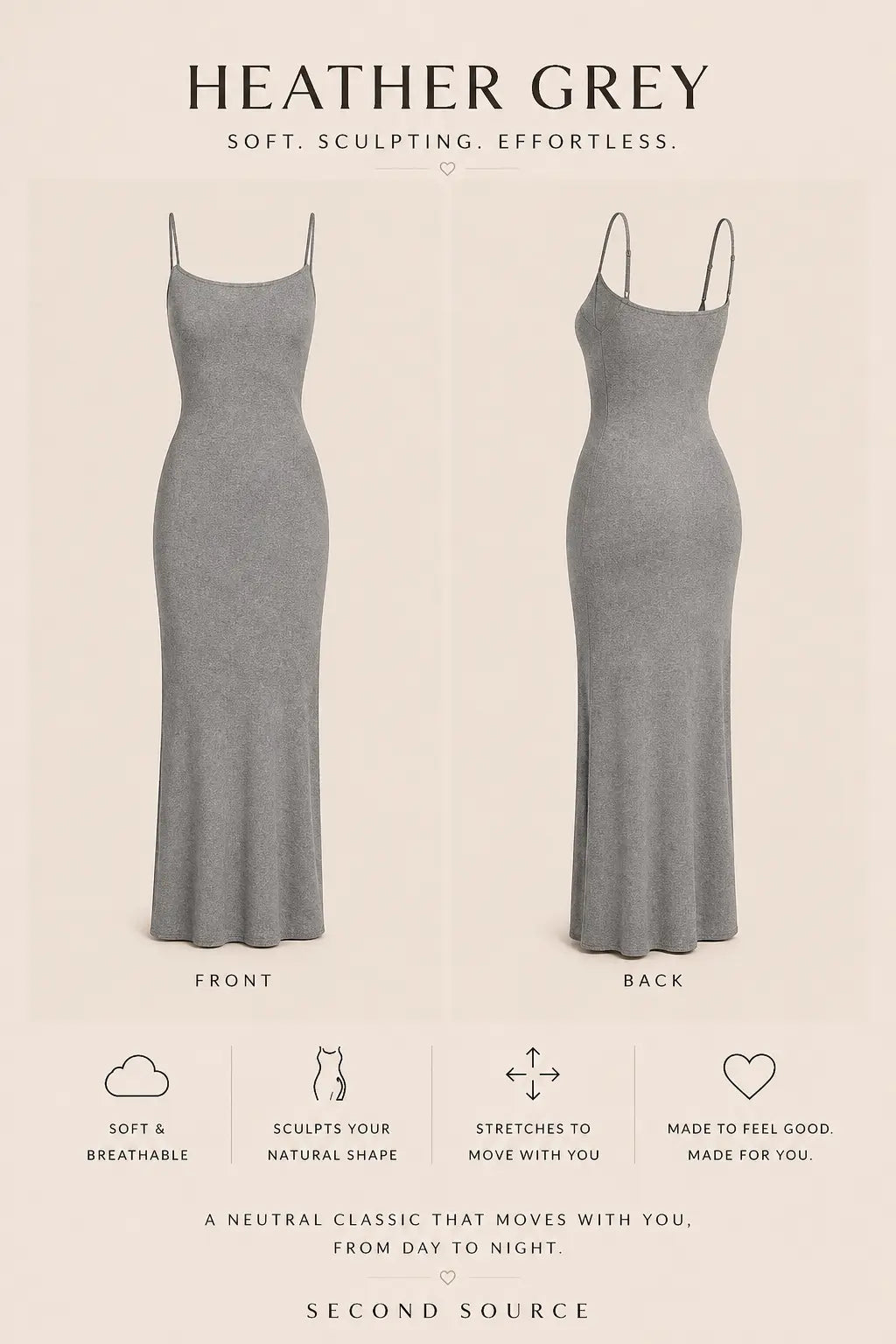 SKIMS RIBBED Soft Lounge Slip Dress SECOND SOURCE