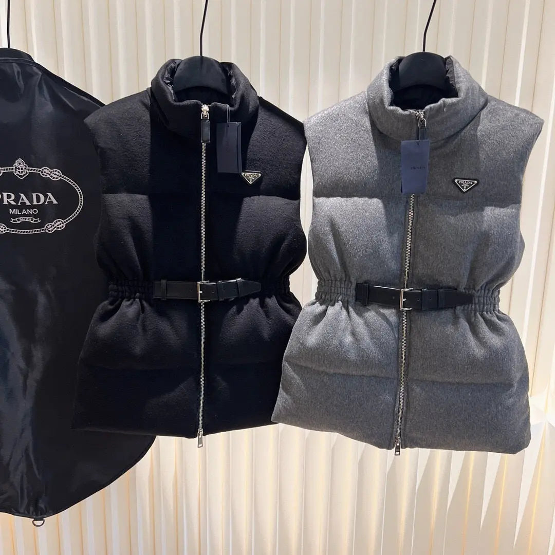 Prada Wool Belted Down Gilet - SECOND SOURCE