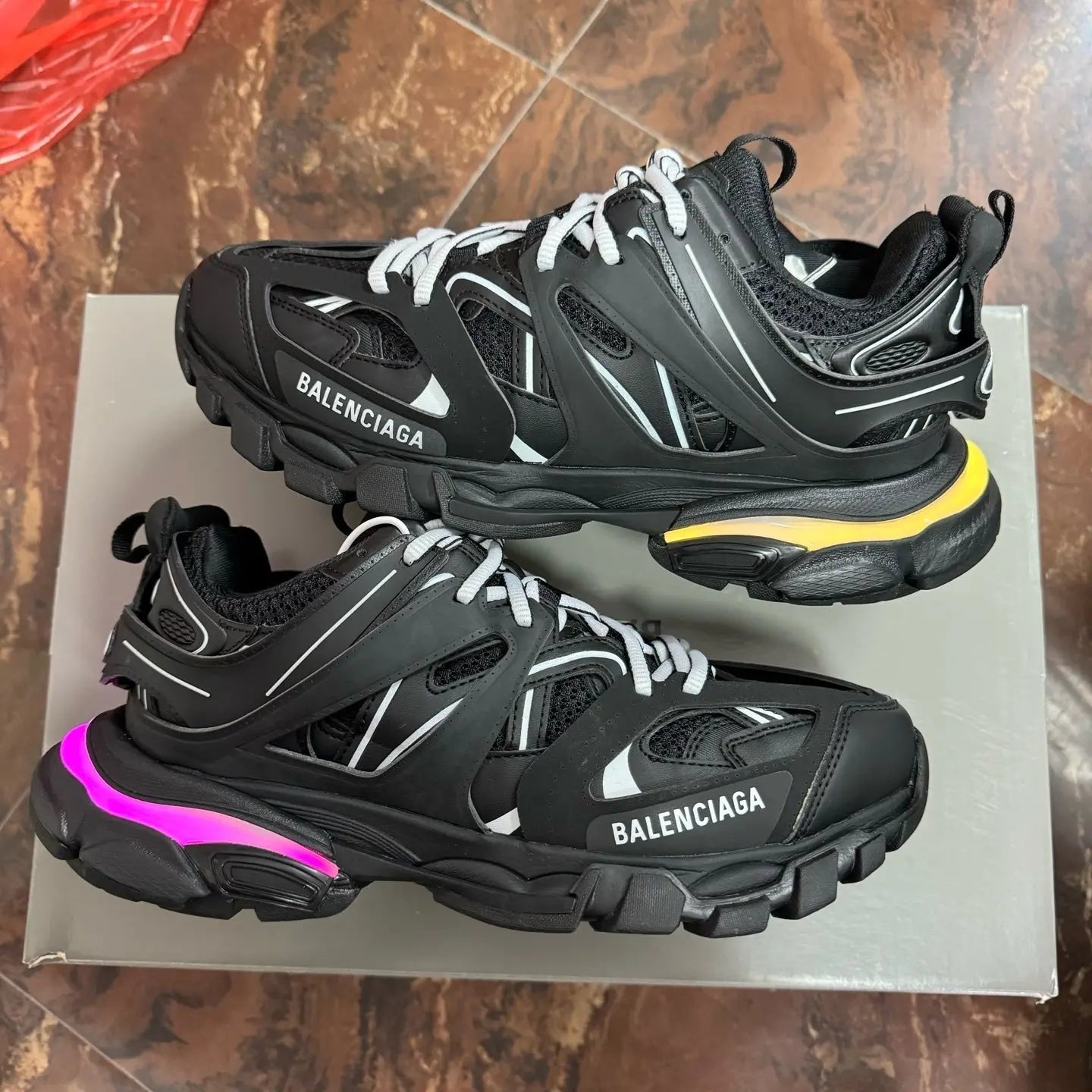 Blenciaga Tracks LED Black (White Laces) - SECOND SOURCE